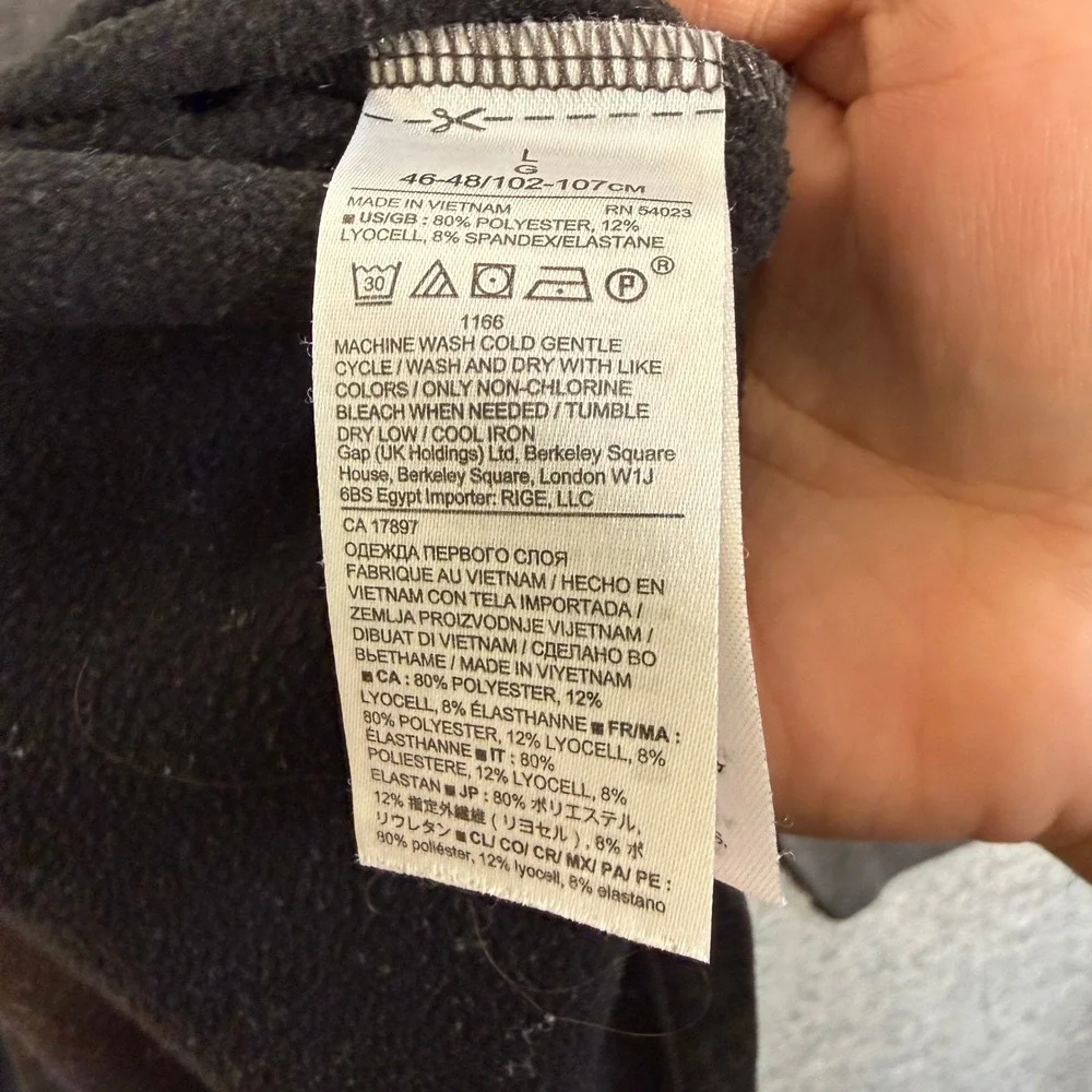 Banana Republic Sweatshirt Men Large Gray Polartec Raglan Sleeve Pullover Fleece